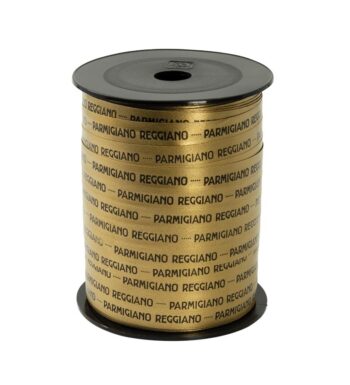 nastro regalo oro mattato con logo parmigiano reggiano