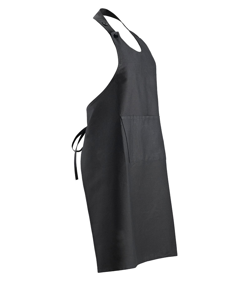 Professional black cotton apron with central pocket
